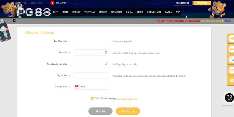 Tham gia cá cược thể thao PG88 cực đơn giản